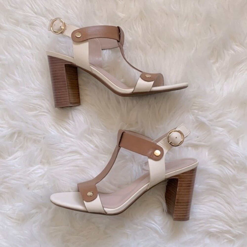 Preston & York Faye Leather T-Strap Block Heel Dress Sandals Sz 10 - Picture 2 of 12